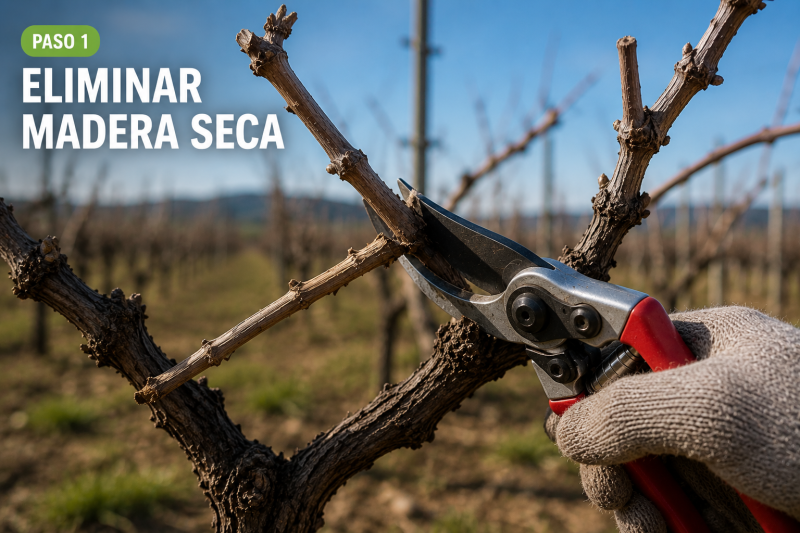 Eliminar madera seca de la parra