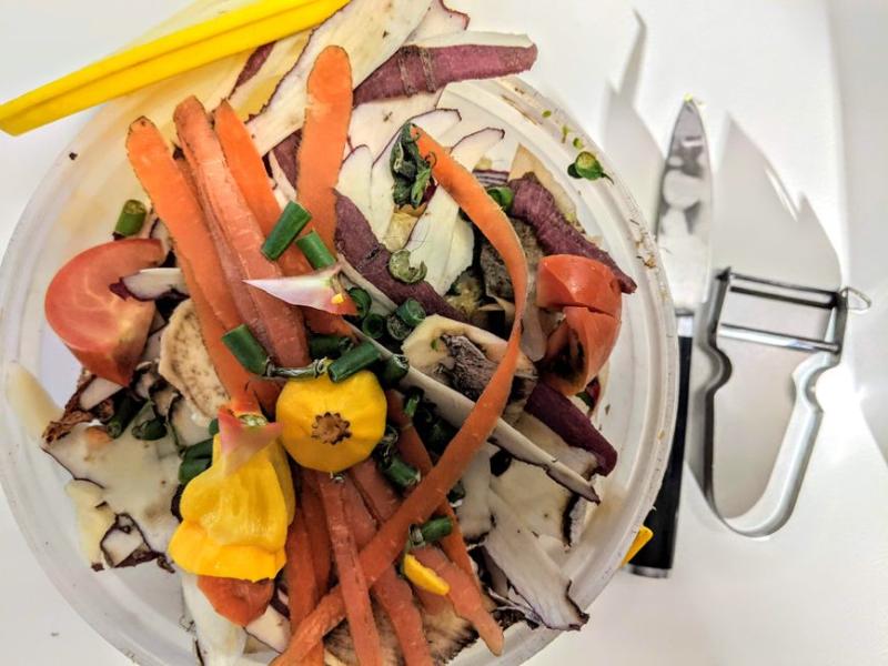Restos de verduras y frutas listos para el compost