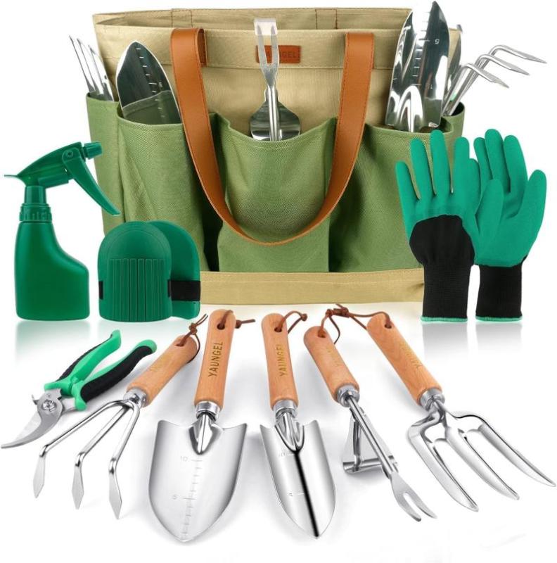 Set de 10 herramientas de jardinería YAUNGEL con bolsa y guantes