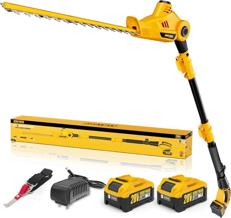 Cortasetos telescópico a batería Alloyman 20V con dos baterías y cargador