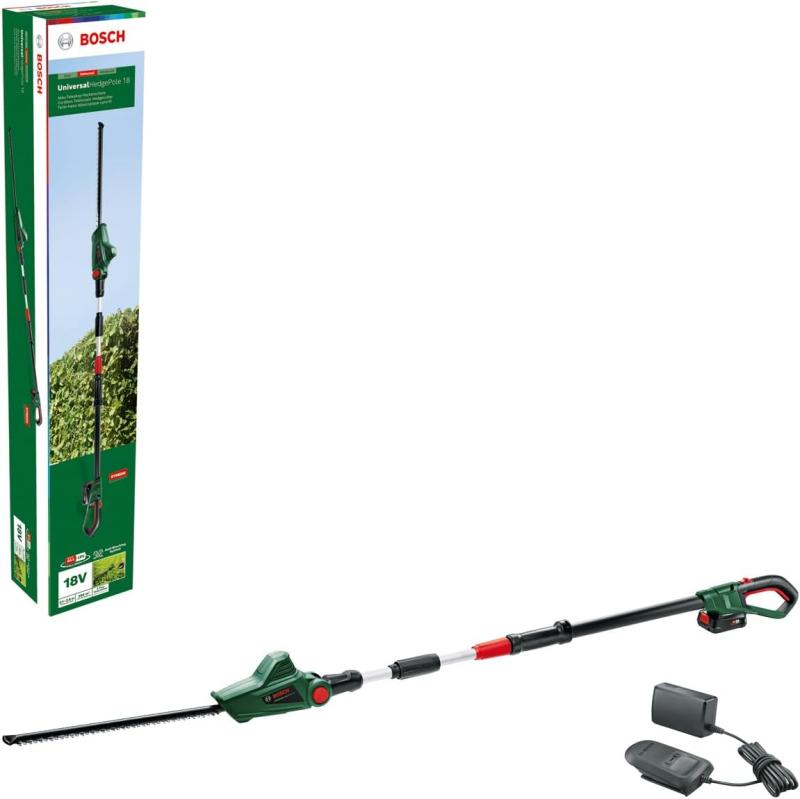 Cortasetos telescópico a batería Bosch UniversalHedgePole 18 con batería y cargador